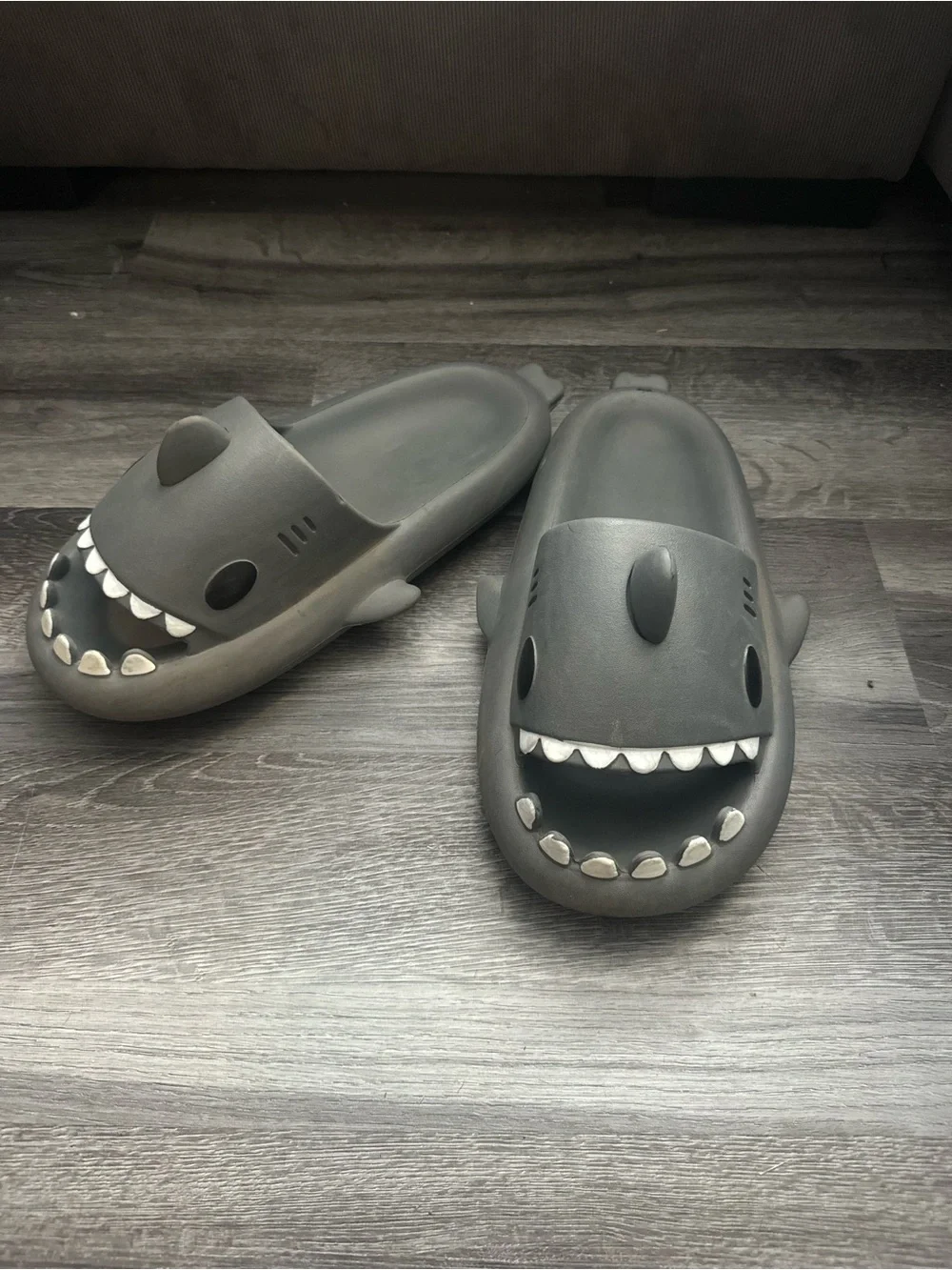 Kids Shark One-Piece Slip-On Shoes in Gray